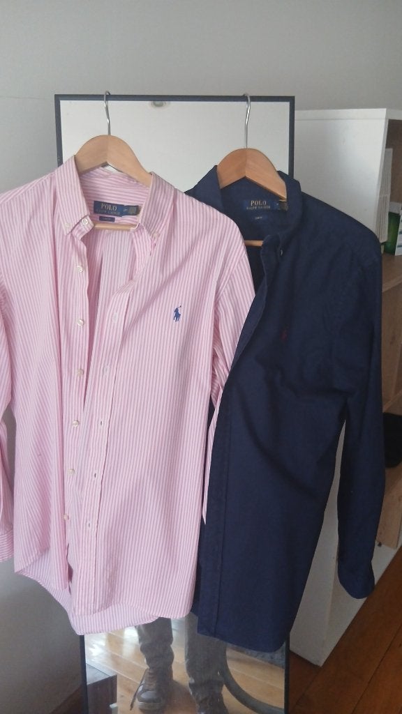 2 hemden Ralph Lauren (slim fit M), Kleding | Heren, Ophalen, Blauw, Nieuw, Halswijdte 39/40 (M)