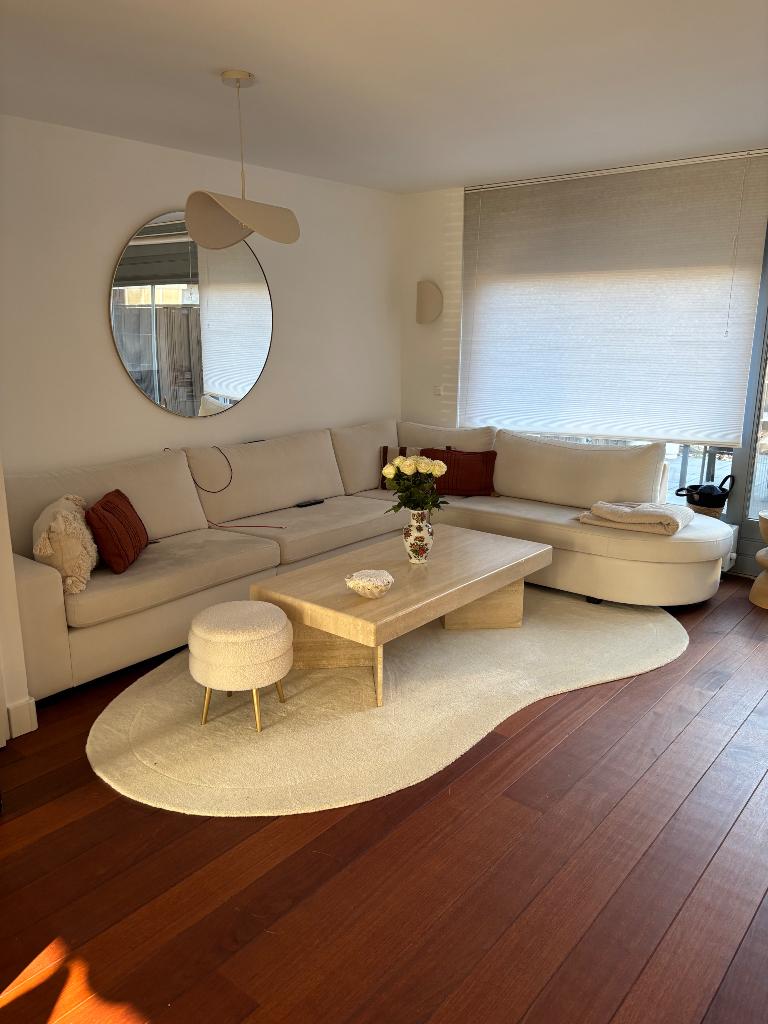 Travertin salontafel, Huis en Inrichting, Ophalen, Gebruikt, 100 tot 150 cm, 50 tot 100 cm