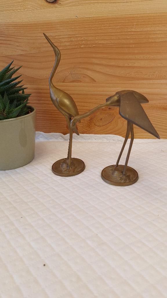 Vintage messing vogels , kraanvogels, Antiek en Kunst, Ophalen of Verzenden, Koper