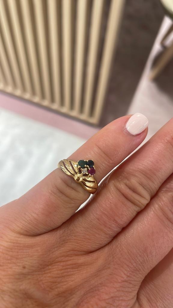 Ring 18 kt met briljantje, Handtassen en Accessoires, Ringen, Gebruikt, Verzenden, Geel, Kleiner dan 17