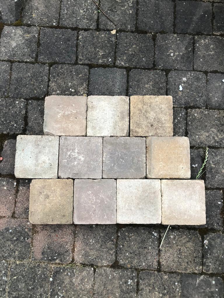 Klinkers mix geel/grijs, Tuin en Terras, Tegels en Klinkers, Ophalen, Klinkers, Zo goed als nieuw, Minder dan 5 m²