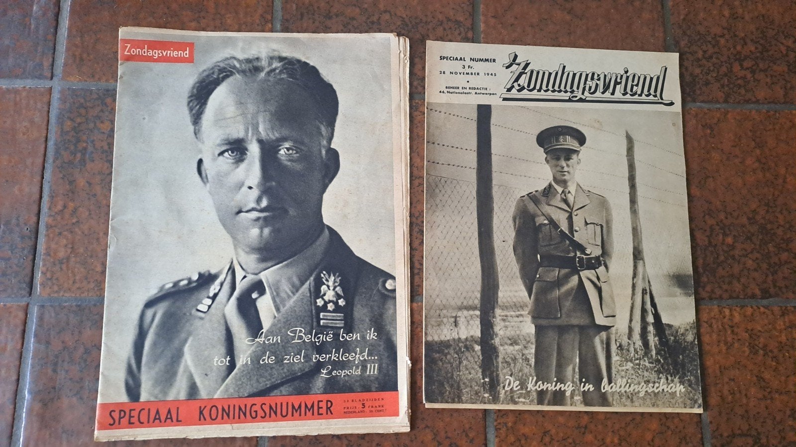 Zondagsvriend – 2x Speciaal Koningsnummer Leopold III (1945), Verzamelen, Tijdschriften, Kranten en Knipsels, Verzenden