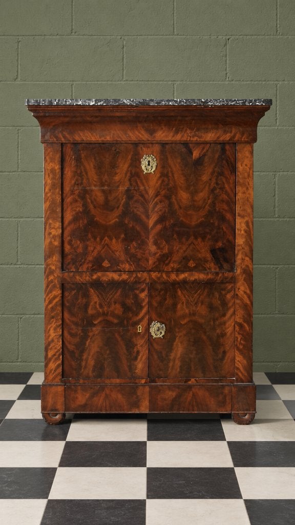 Secretaire d'époque Charles X acajou flammé, Ophalen of Verzenden