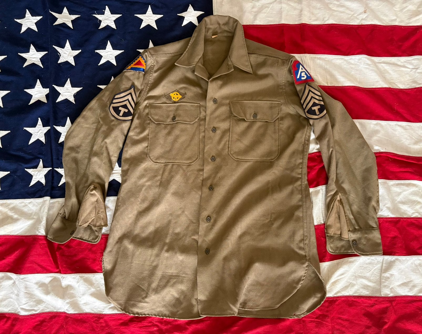 US WW2 mustard shirt 15 1/2x33, Ophalen of Verzenden