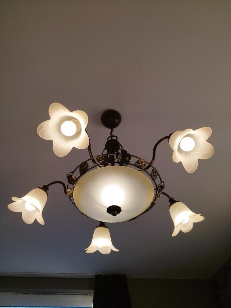Plafondlamp met lampjes bij, Enlèvement, Comme neuf, Verre