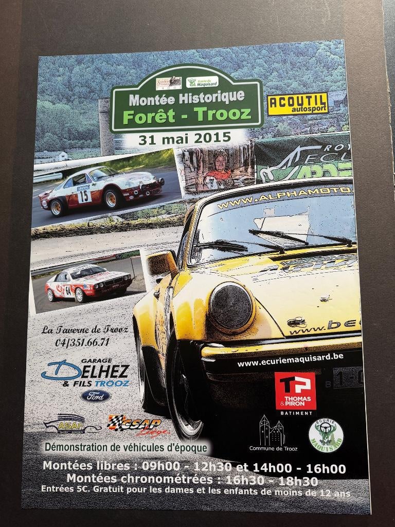 affiche Course de Côte Forêt Trooz 2015 Porsche Maquisard, Enlèvement ou Envoi, Voitures