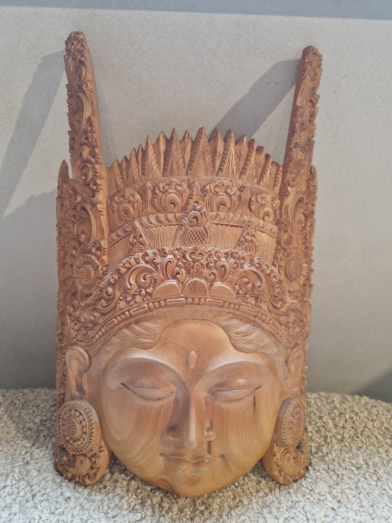 Balinees houten masker, Ophalen, Wandsculptuur, 25 cm, Oosters