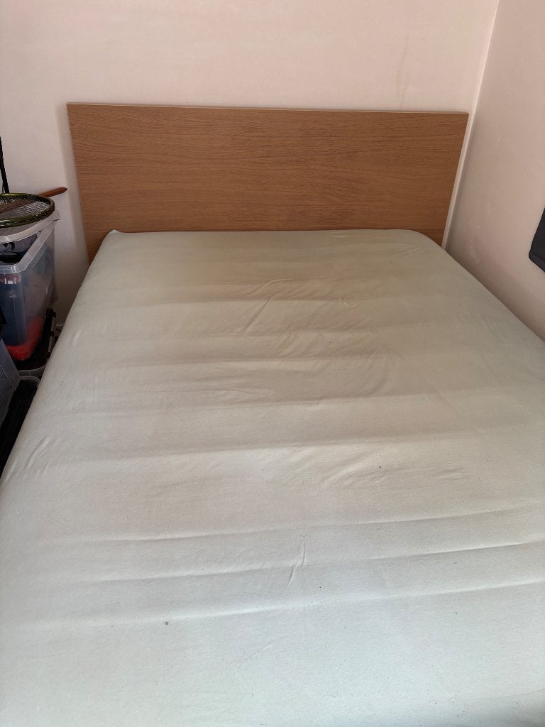 Ikea bed malm 1m40 + 2 lattenbodems, Huis en Inrichting, Ophalen, Bruin, Tweepersoons, 140 cm
