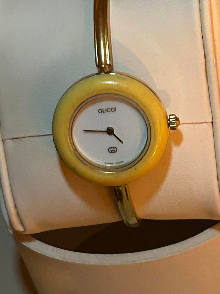 Vintage Gucci 1100-L "Change Bezel" Bangle Horloge, Overige merken, Polshorloge, Overige materialen, Ophalen of Verzenden