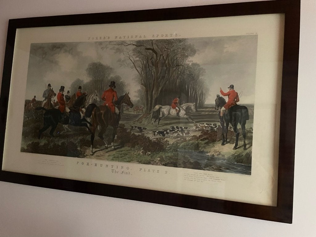 GRANDE GRAVURE ANGLAISE  ENCADREE - CHASSE A COURRE, Enlèvement