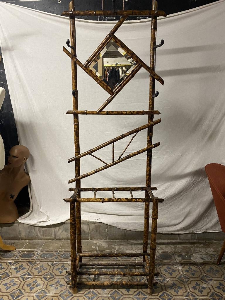 Porte-manteau vintage en bambou et rotin, Enlèvement