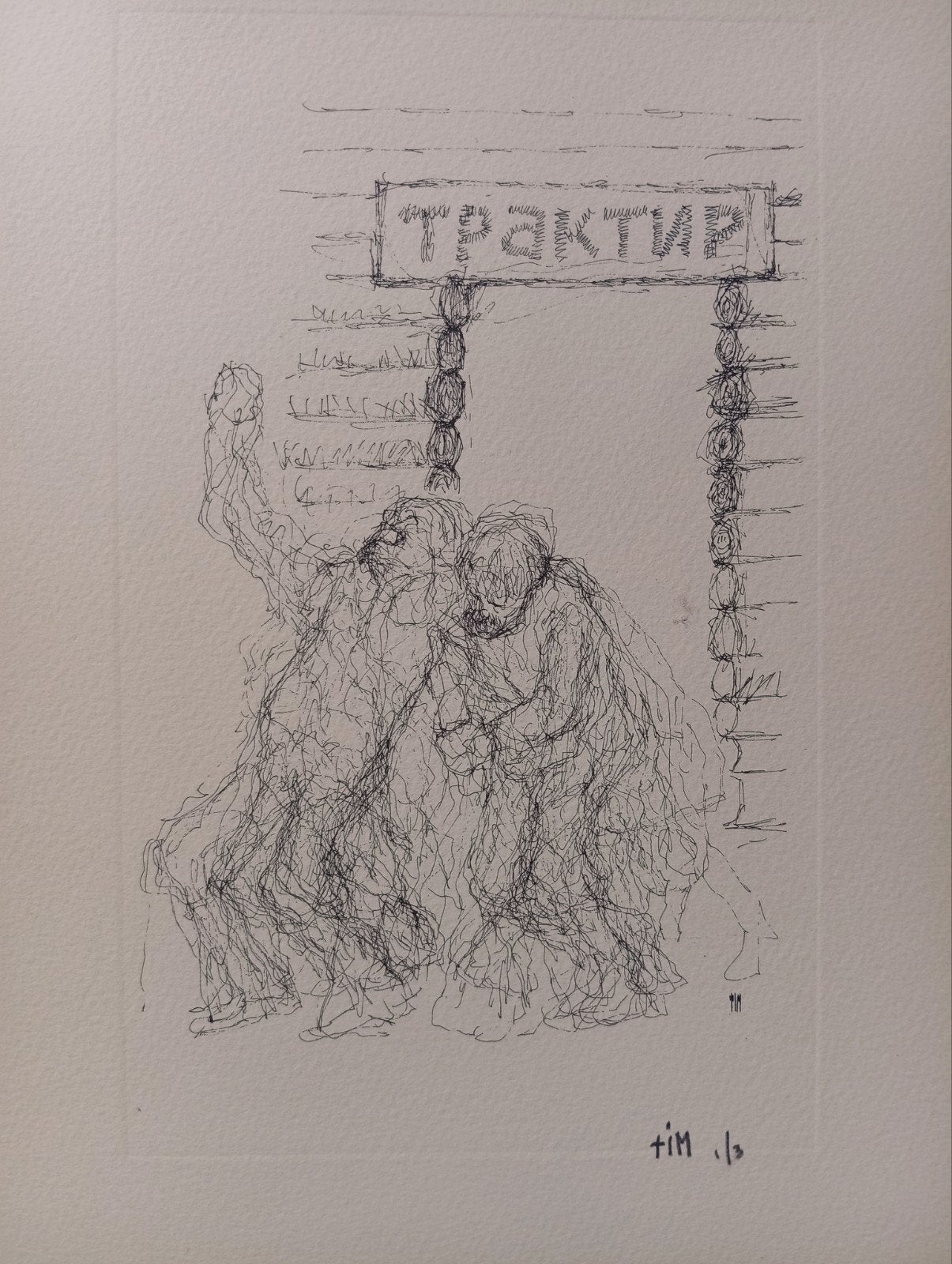 Louis Mitelberg zegt TIM. Illustrator. Gesigneerde lithograf, Antiek en Kunst, Kunst | Etsen en Gravures, Ophalen of Verzenden