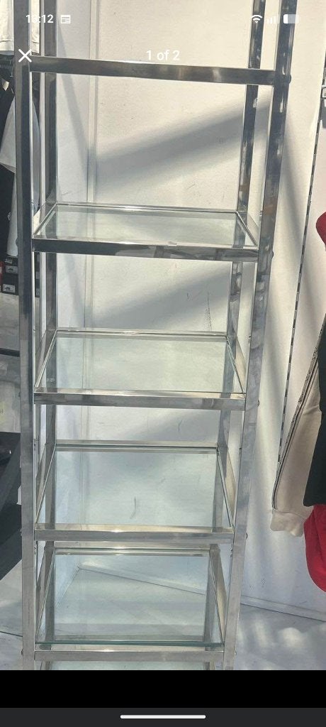 Vintage Design Chroom & Glas Étagère (180 cm), Huis en Inrichting, Woonaccessoires | Etagères, Ophalen, Etagère, Glas