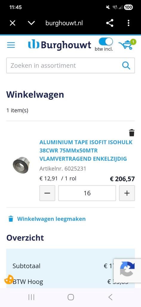 Isolatie Tape, Doe-het-zelf en Bouw, Isolatie en Afdichting, Ophalen