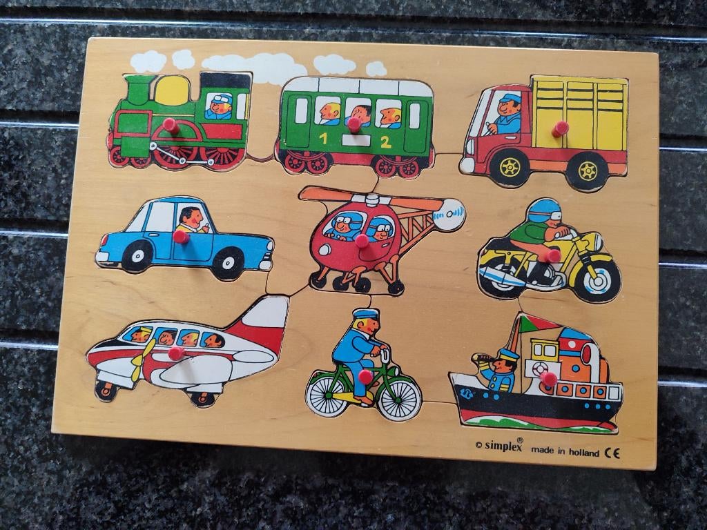Houten inlegpuzzel "vervoermiddelen", Kinderen en Baby's, Speelgoed | Houten speelgoed, Ophalen