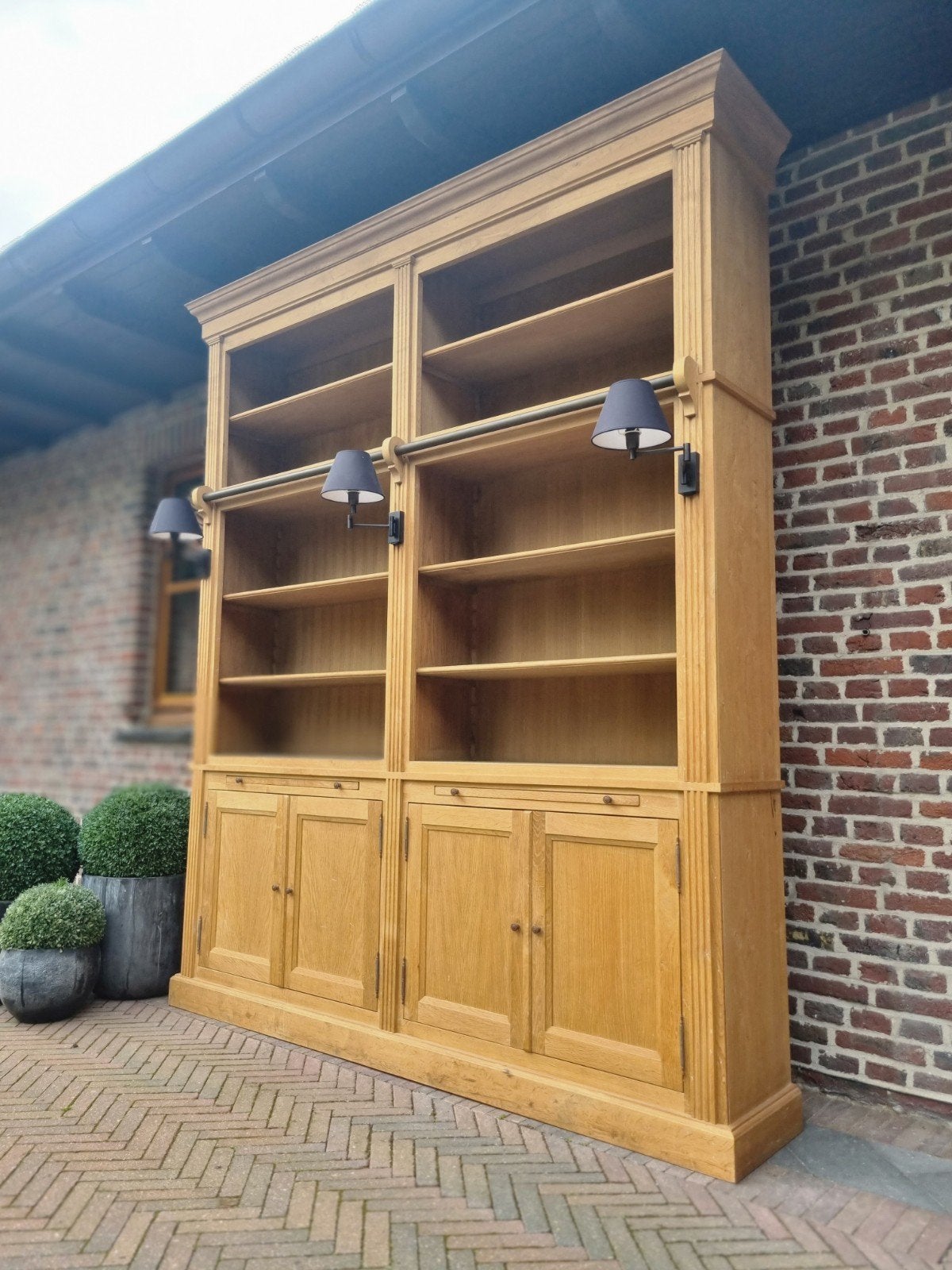 Eiken boekenkast/bibliotheekkast GRATIS LEVERING, Huis en Inrichting, Ophalen, Met deur(en), Flamant, 200 cm of meer
