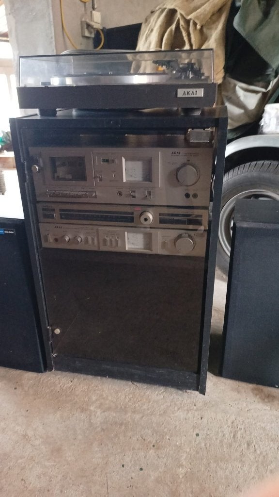 Stereo keten versterker plaat cassette radio Akai inkel, Ophalen, Gebruikt, Cassettedeck, Akai