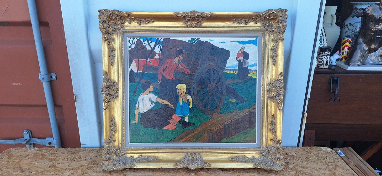 Prachtige verfset met gouden frame, Ophalen