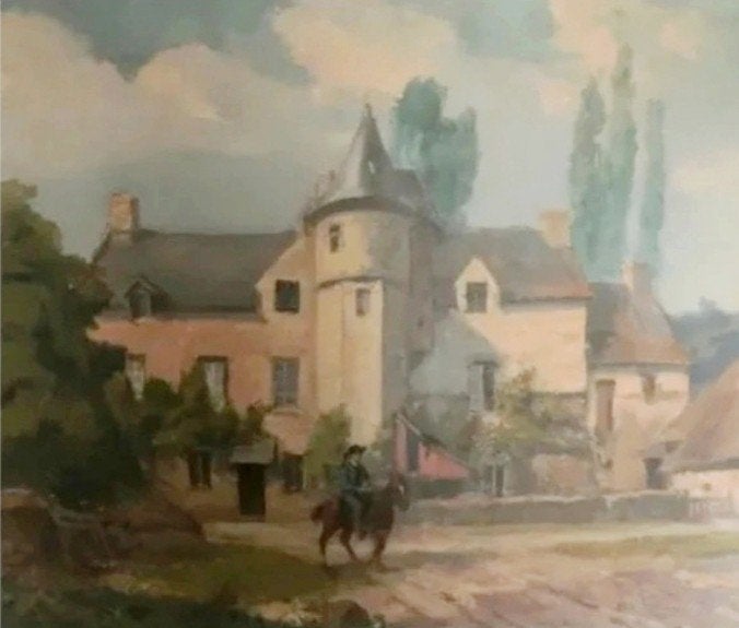 Grand Tableau ancien signé Capgras. Le Châtelain