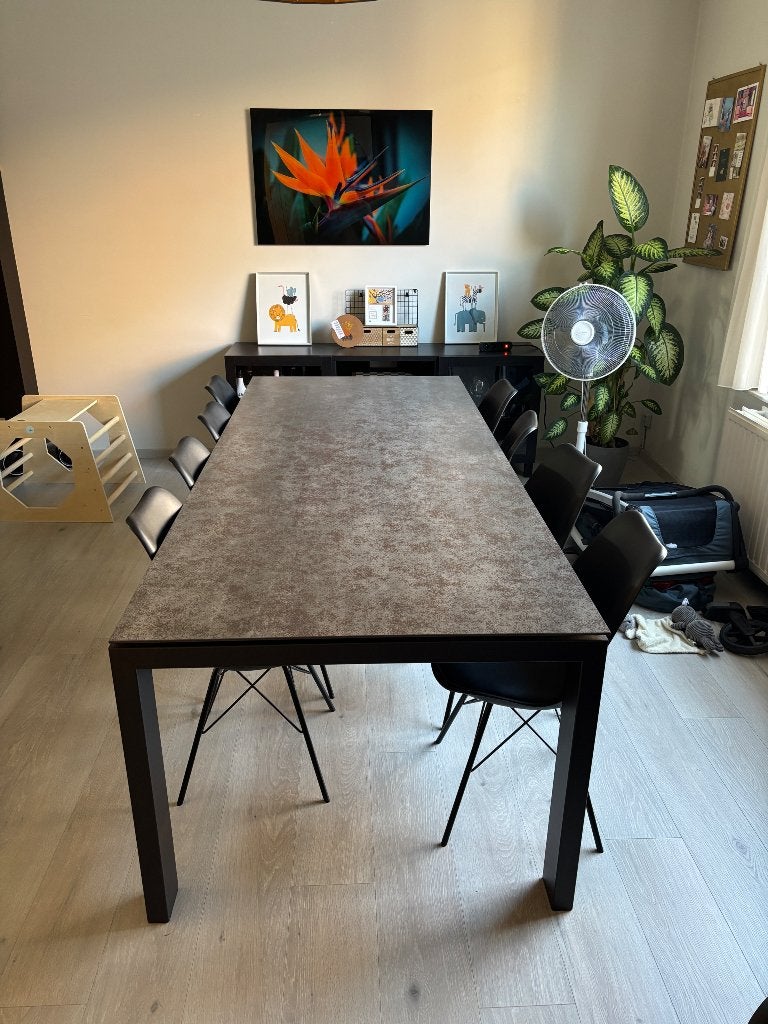 Design tafel 2,4x1,0 keramiek ijzergrijs, Enlèvement, Comme neuf, 200 cm ou plus