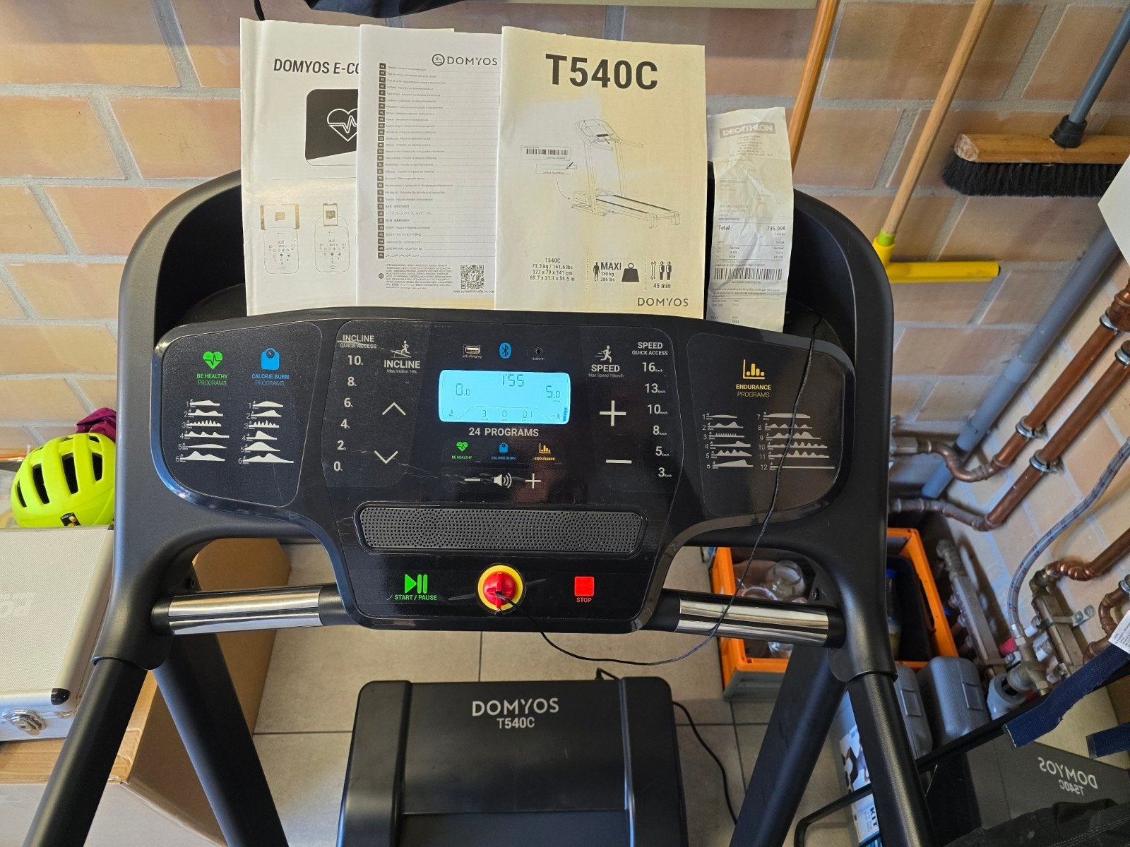 Domyos T540C loopband, opklapbaar en met automatische helli, Sport en Fitness, Ophalen, Loopband
