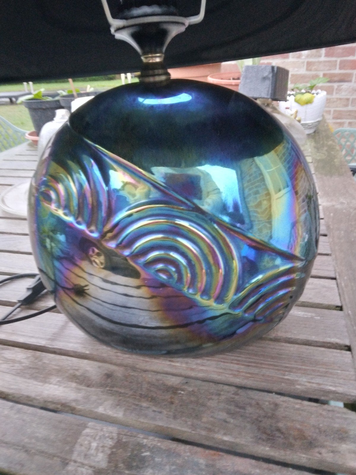 vintage zwarte lampadaire kleurengloed, Antiek en Kunst, Ophalen