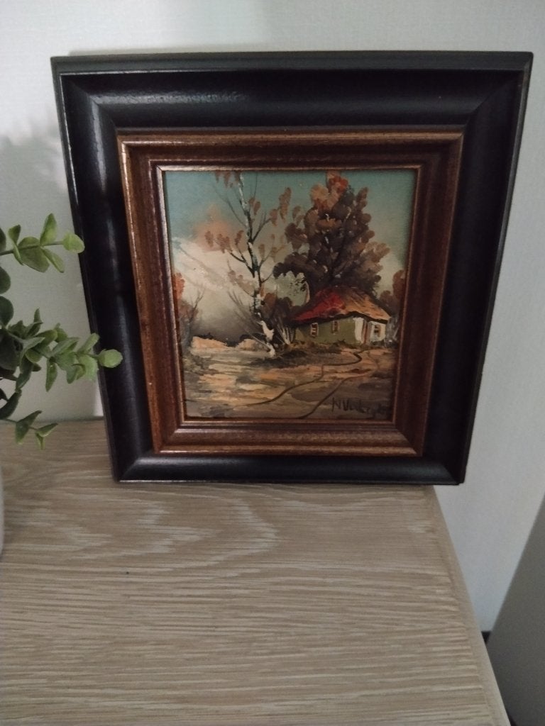 vintage schilderij, Antiek en Kunst, Ophalen of Verzenden, Vintage, Landschap