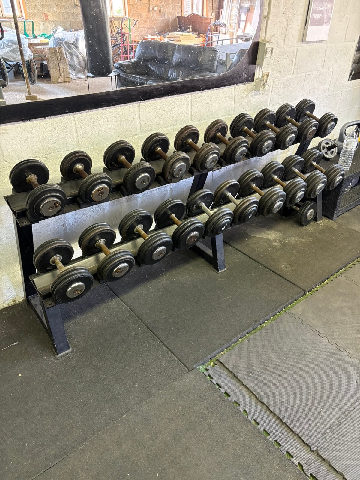 Dumbells life max + rek., Sport en Fitness, Ophalen, Gebruikt