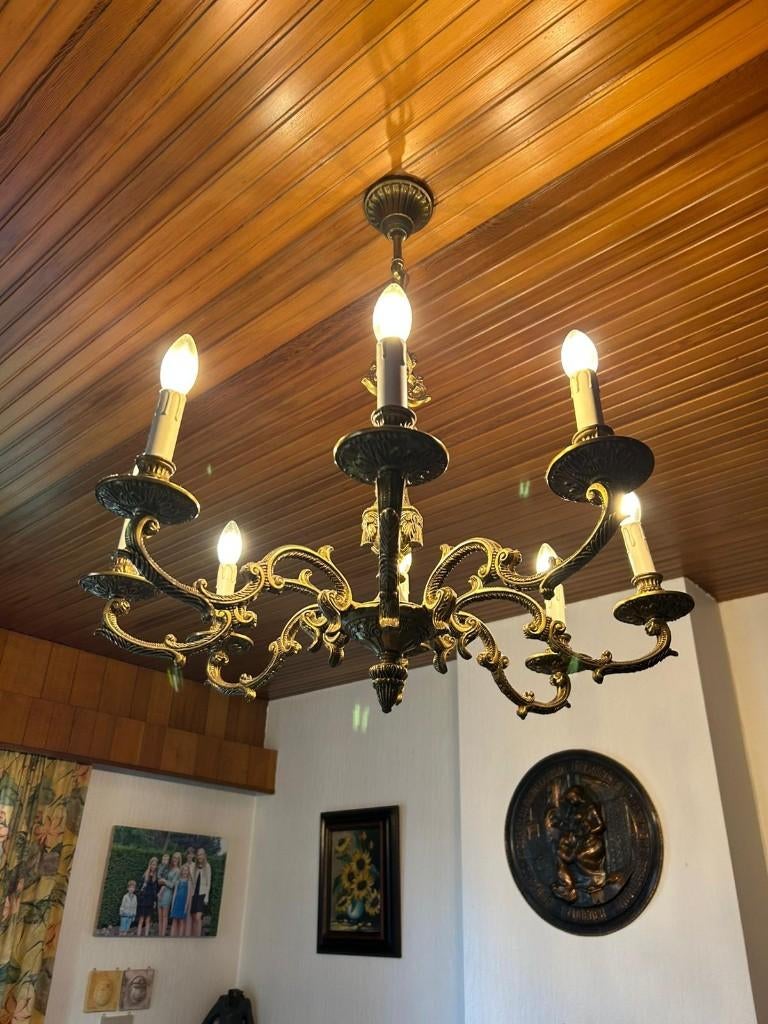 Louis XV stijl bronzen kroonluchter, Antiek en Kunst, Ophalen