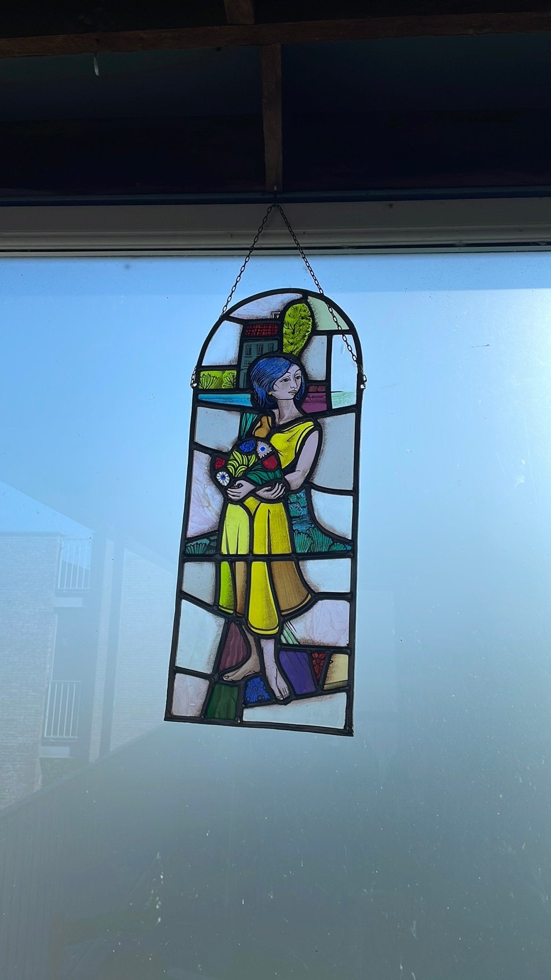 Glasraam lood H 64 cm B 46 cm, Ophalen