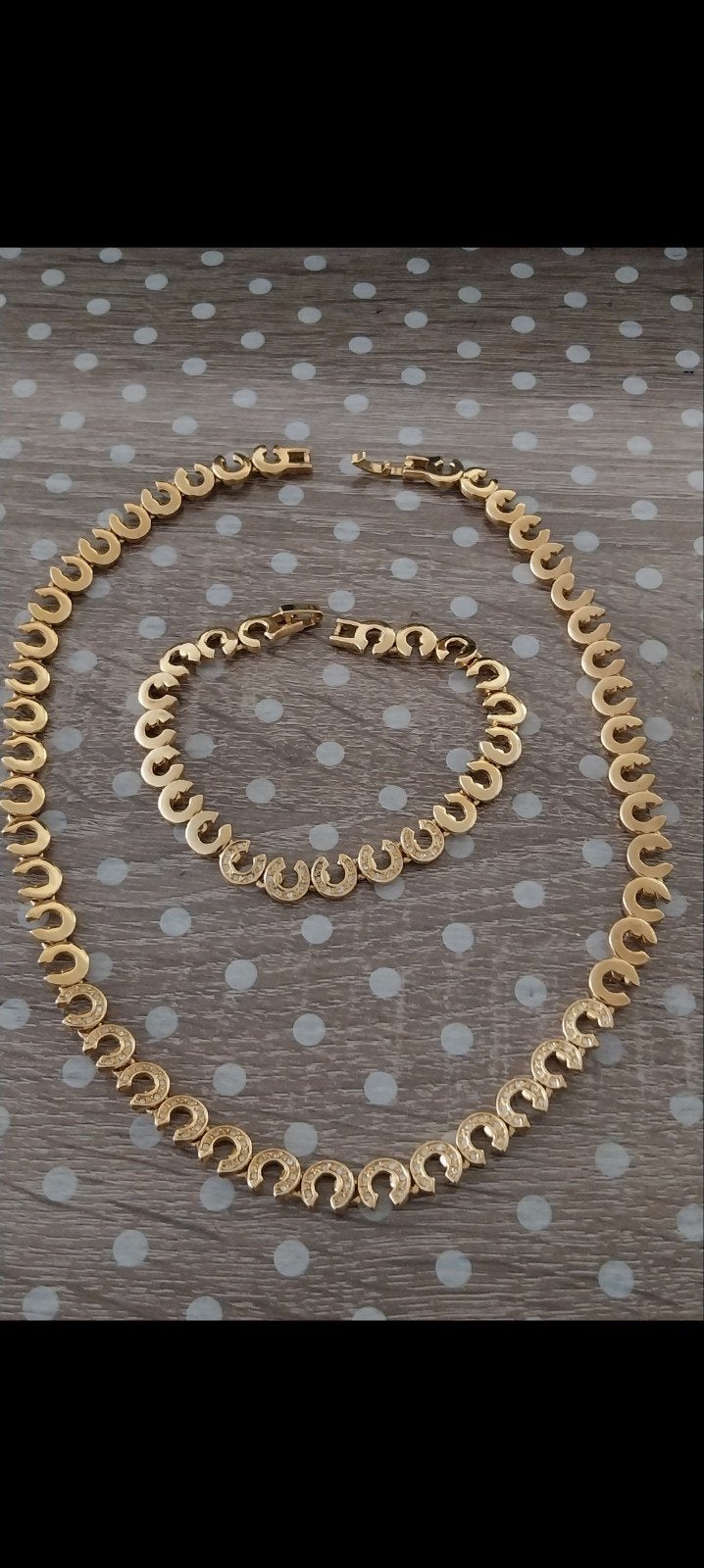 vintage gouden halsketting met hoefijzer + armbandenset, Ophalen of Verzenden, Gebruikt