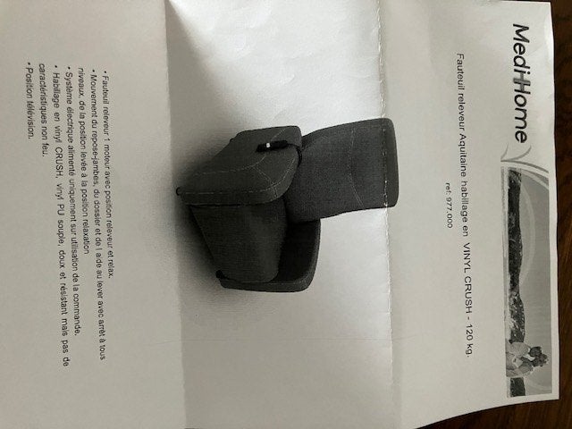 À vendre fauteuil releveur électrique MediHome., Enlèvement, Utilisé, Synthétique, 50 à 75 cm