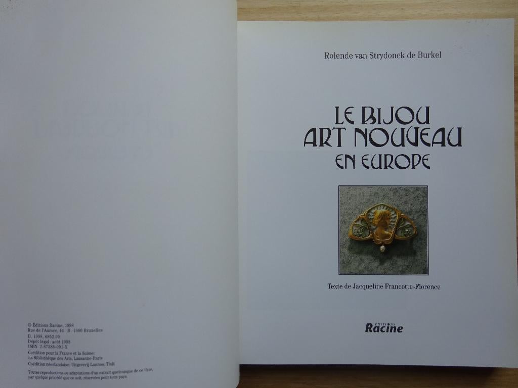 Le bijou Art nouveau en Europe, 1998 éditions Racine, Enlèvement ou Envoi, Comme neuf, Design graphique