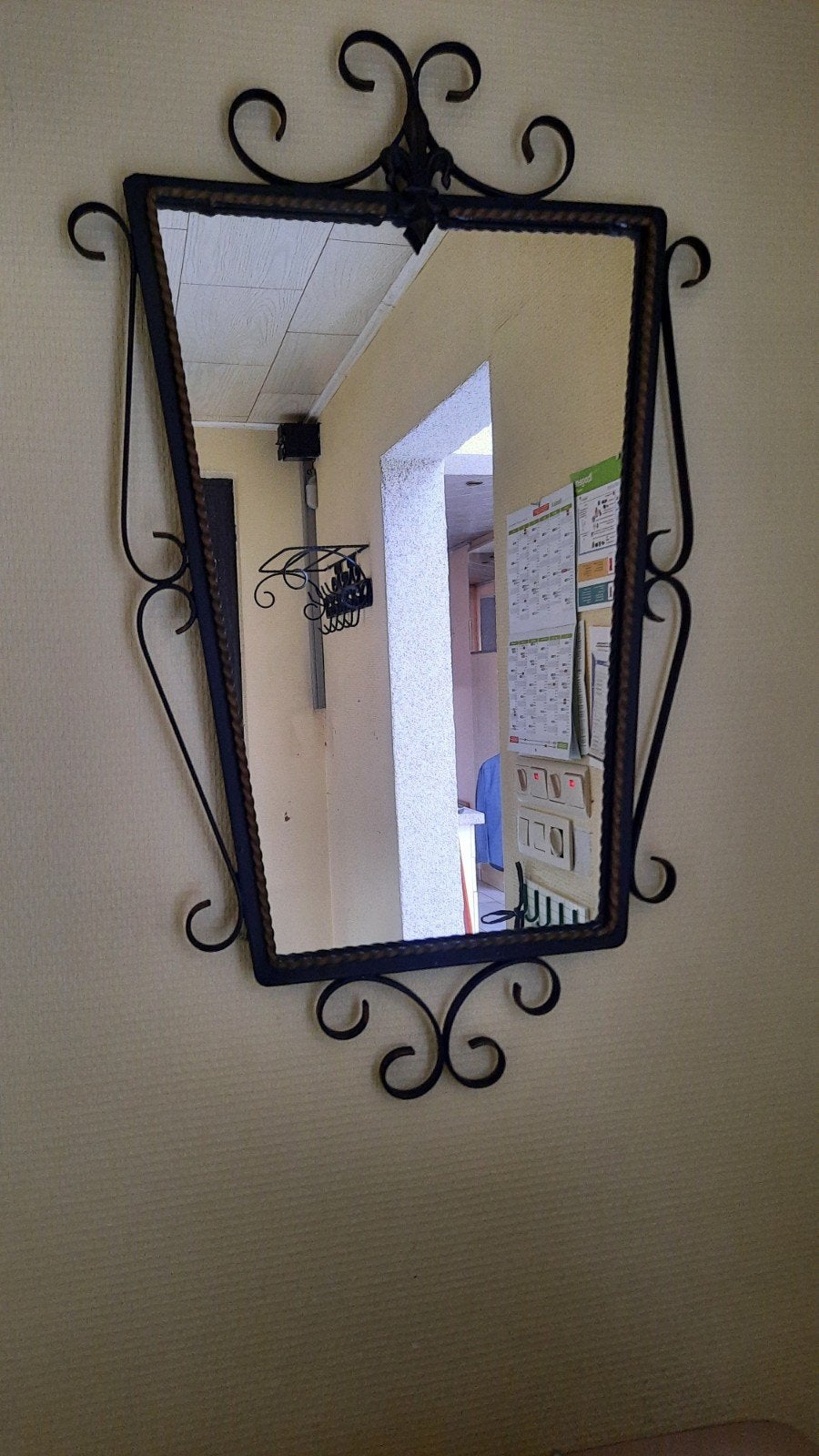 ENSEMBLE VINTAGE DE PORTE-MANTEAU ET MIROIR, Maison & Meubles, Enlèvement