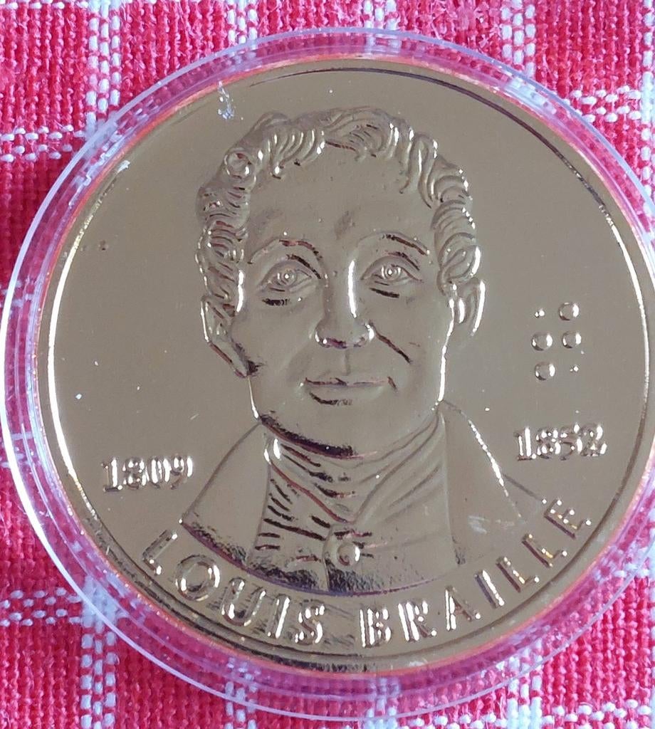 Médaille Louis Braille., Enlèvement ou Envoi, Autres matériaux