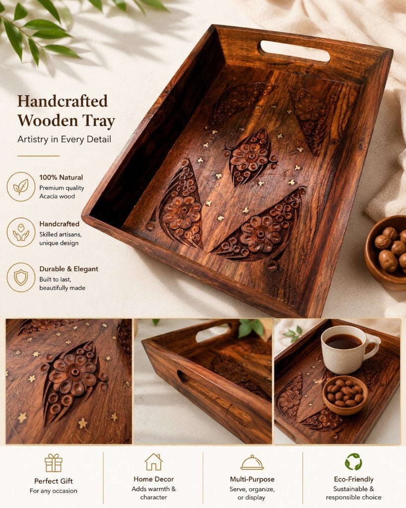 Premium Decoratief Houten Plateau  Salontafel, Handgemaakt, Ophalen of Verzenden