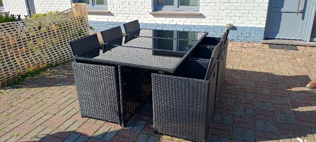 glazen tuinmeubel van topkwaliteit, Tuin en Terras, Tuinsets en Loungesets, Zo goed als nieuw, Eettafel, Stoel, Ophalen