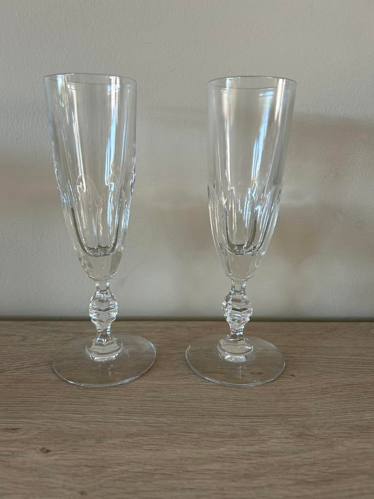 2 kristallen champagneglazen Val Saint Lambert, Antiek en Kunst, Ophalen
