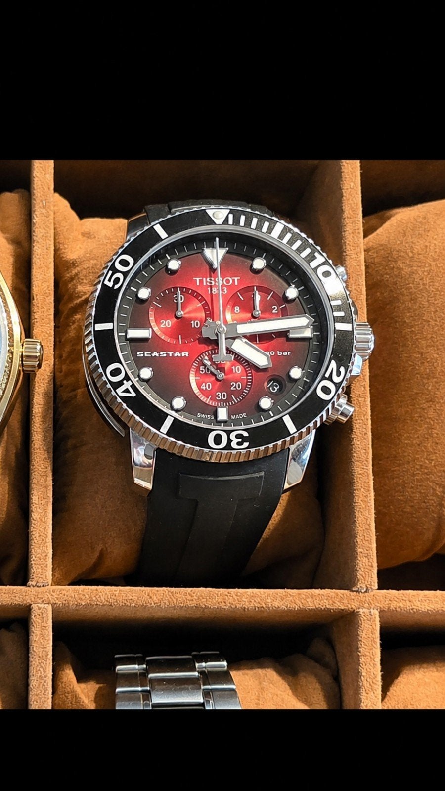Tissot Seastar 1000 chronograph, Staal, Polshorloge, Kunststof, Zo goed als nieuw