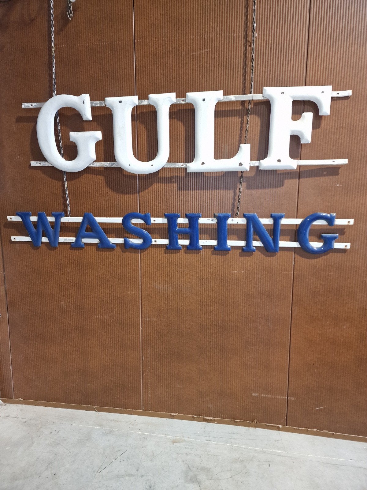 Lavage en émail Gulf 50 ans, Collections, Enlèvement, Utilisé, Panneau publicitaire