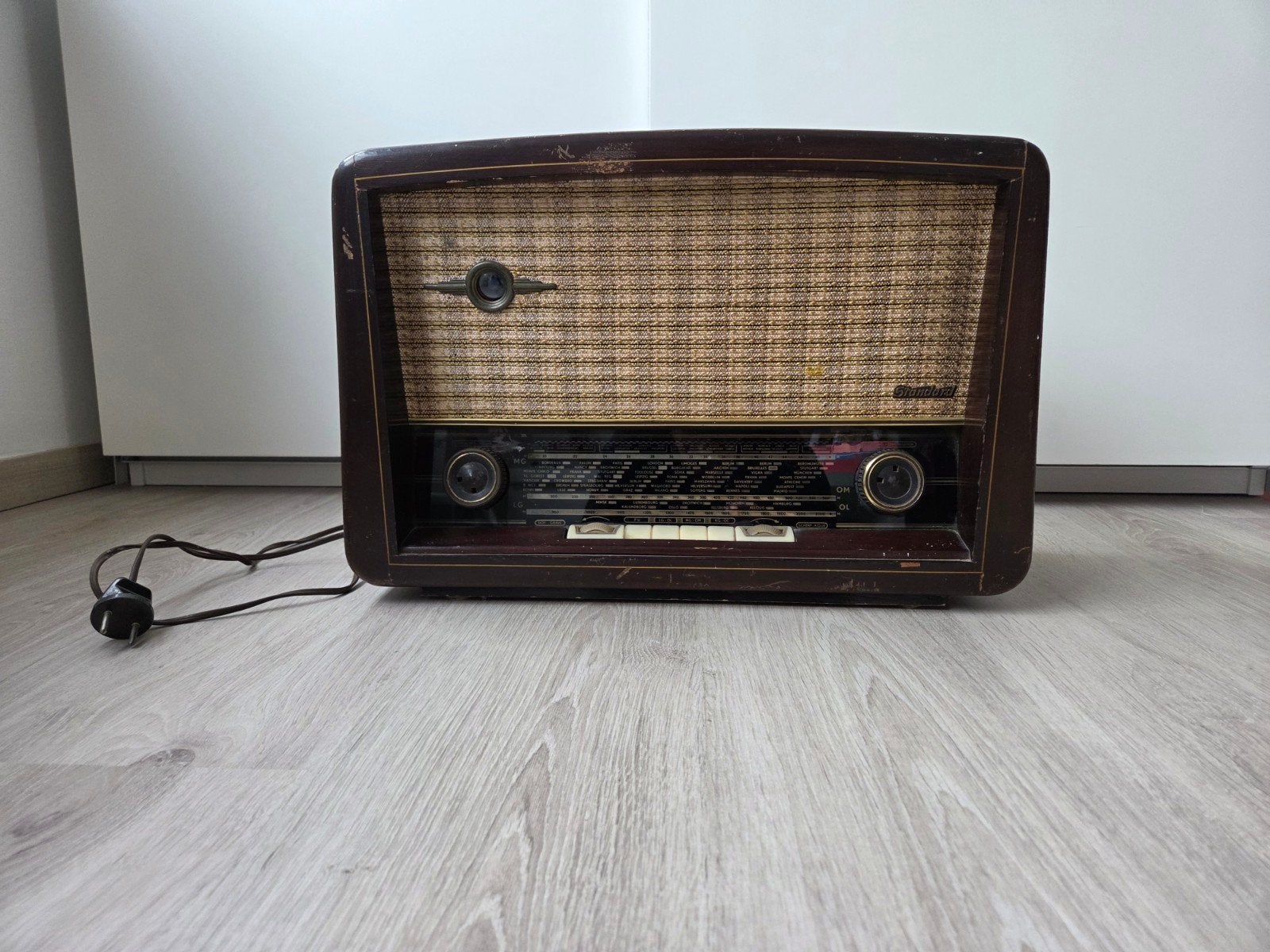 Vintage radio – houten retro radio, Ophalen, Gebruikt, Radio