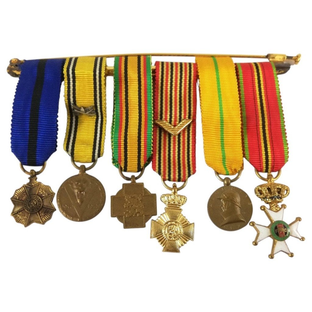 Belgische gemonteerde Medailleset - miniaturen, Verzamelen, Ophalen of Verzenden, Landmacht, Lintje, Medaille of Wings