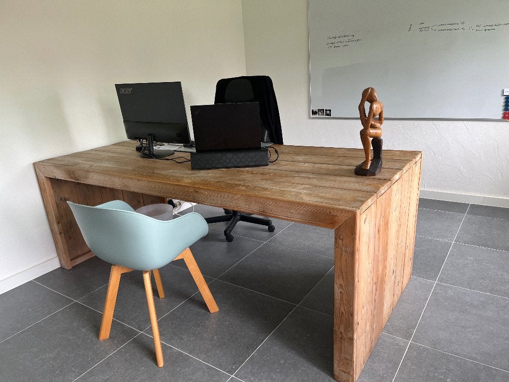 Robuuste steigerhouten tafel, Ophalen, Zo goed als nieuw, Ovaal, Hout