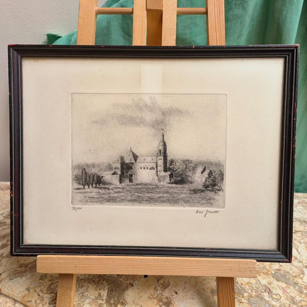 Pentekening van Kris Geniets van "Historisch Gebouw", Antiek en Kunst, Ophalen