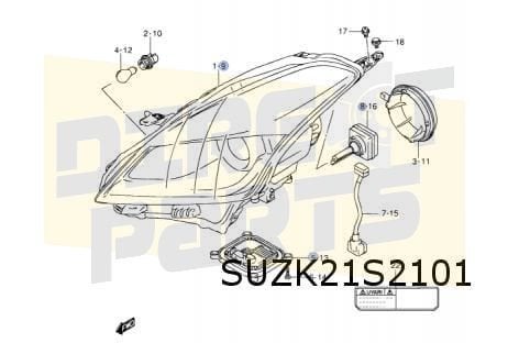 Suzuki Baleno (5/16-) Koplamp L (Xe) Origineel! 35321M68P32, Neuf, -, -, -