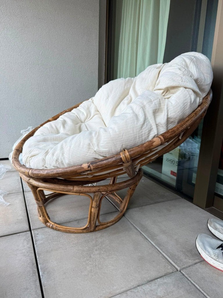 Papasan stoel, Huis en Inrichting, Stoelen, Ophalen, Wit, Riet of Rotan, Zo goed als nieuw