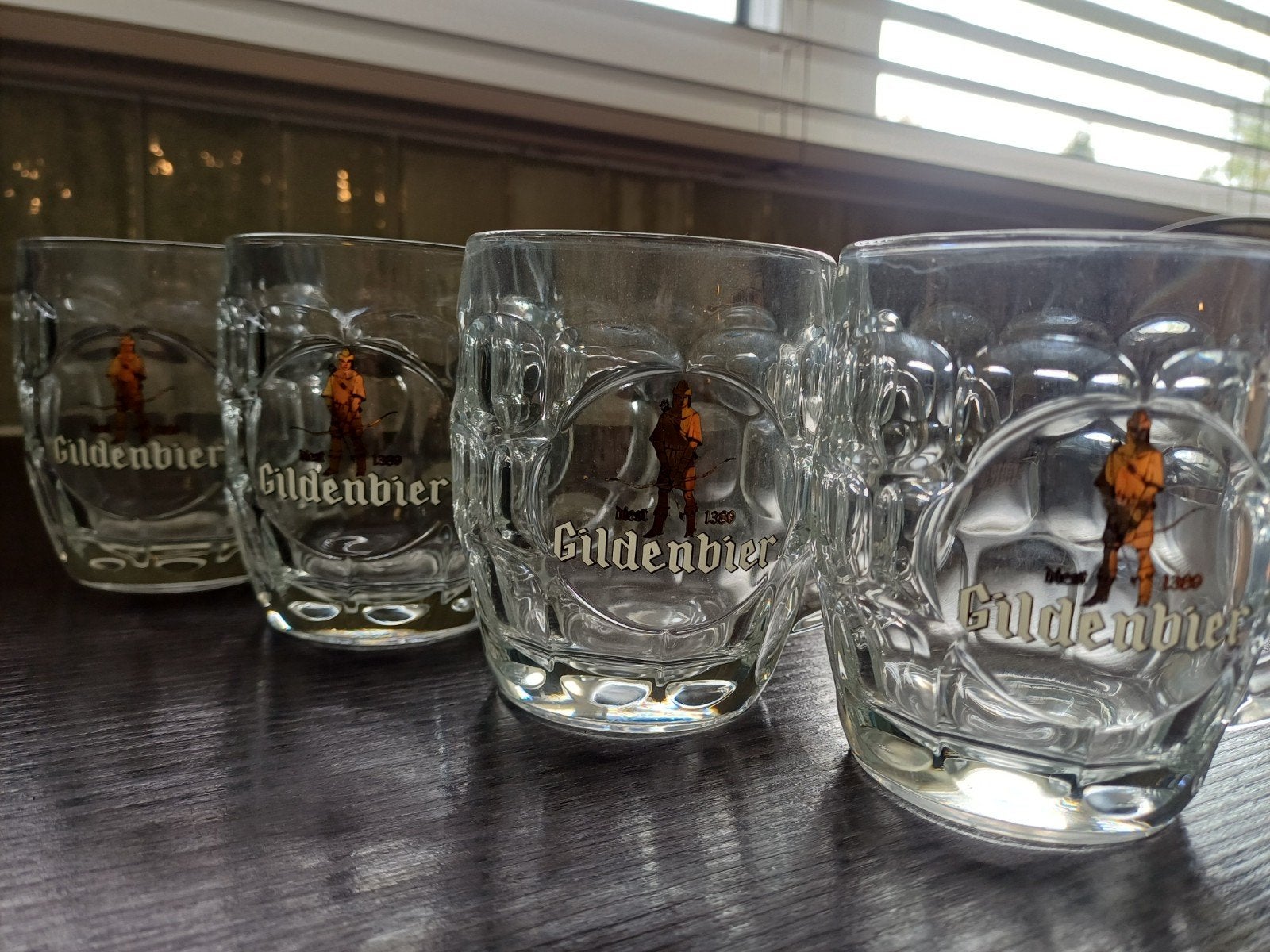 set van 4 Gildenbier glazen, Verzamelen, Ophalen, Gebruikt, Bierglas