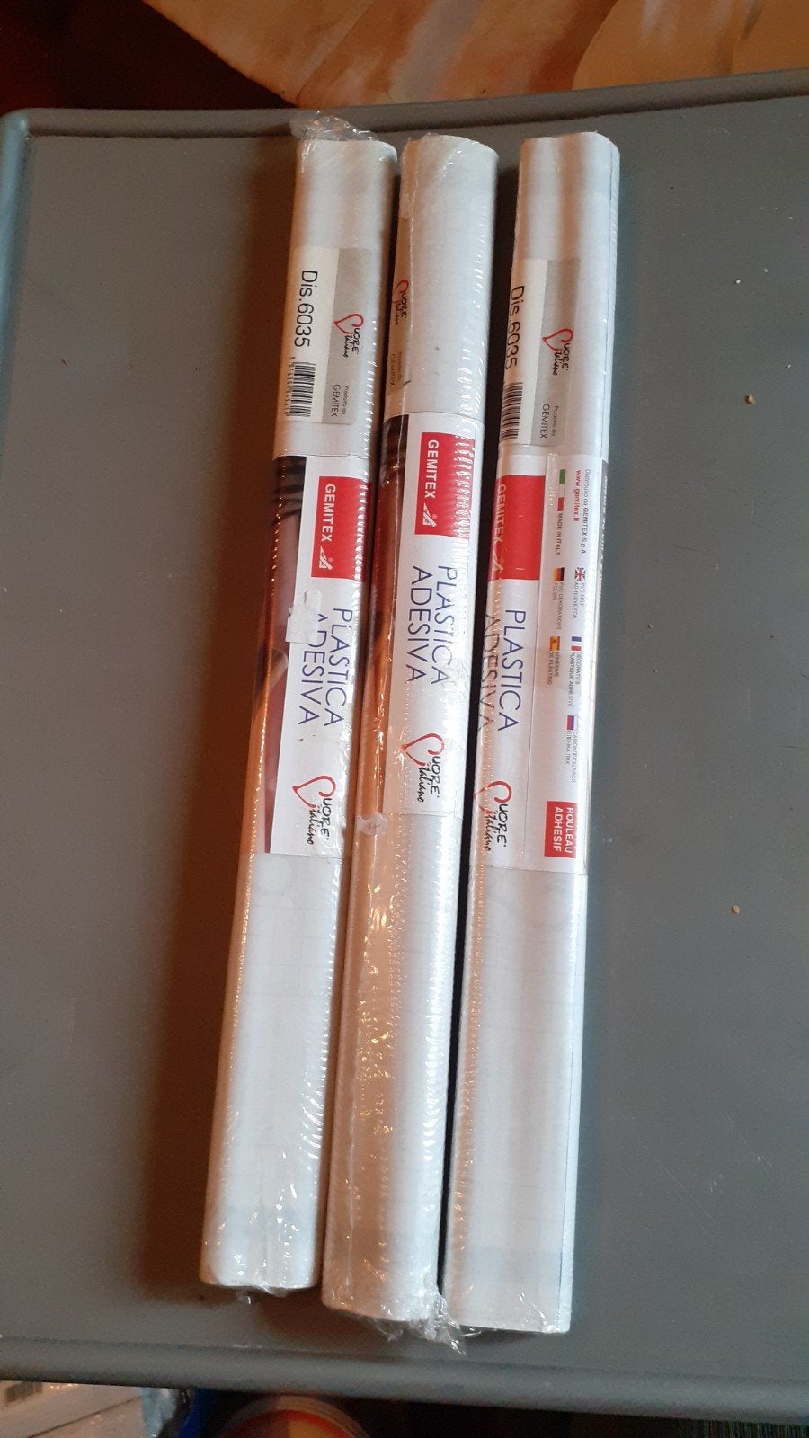 3 rouleaux plastique adhésif opaque motif petit rond 6035, Enlèvement ou Envoi