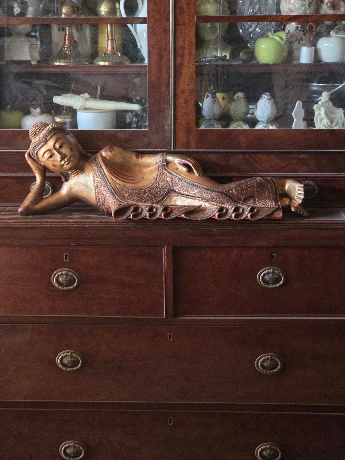 zeer mooie boedha in taek hout, Antiek en Kunst, Ophalen of Verzenden, Hout