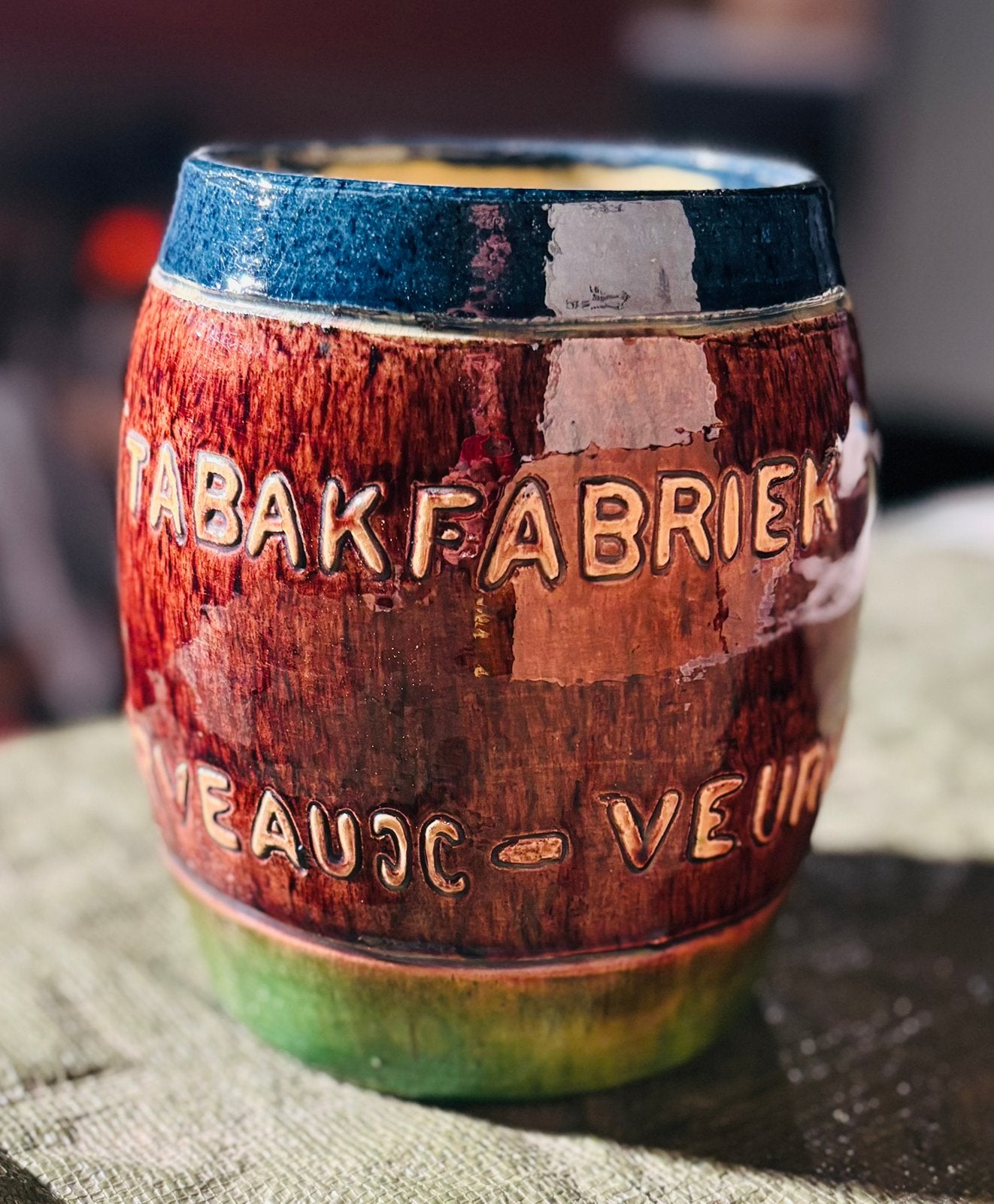 Pot à tabac ancien - Fabrique de tabac Dervaux Veurne, Enlèvement ou Envoi, Utilisé, Autres types